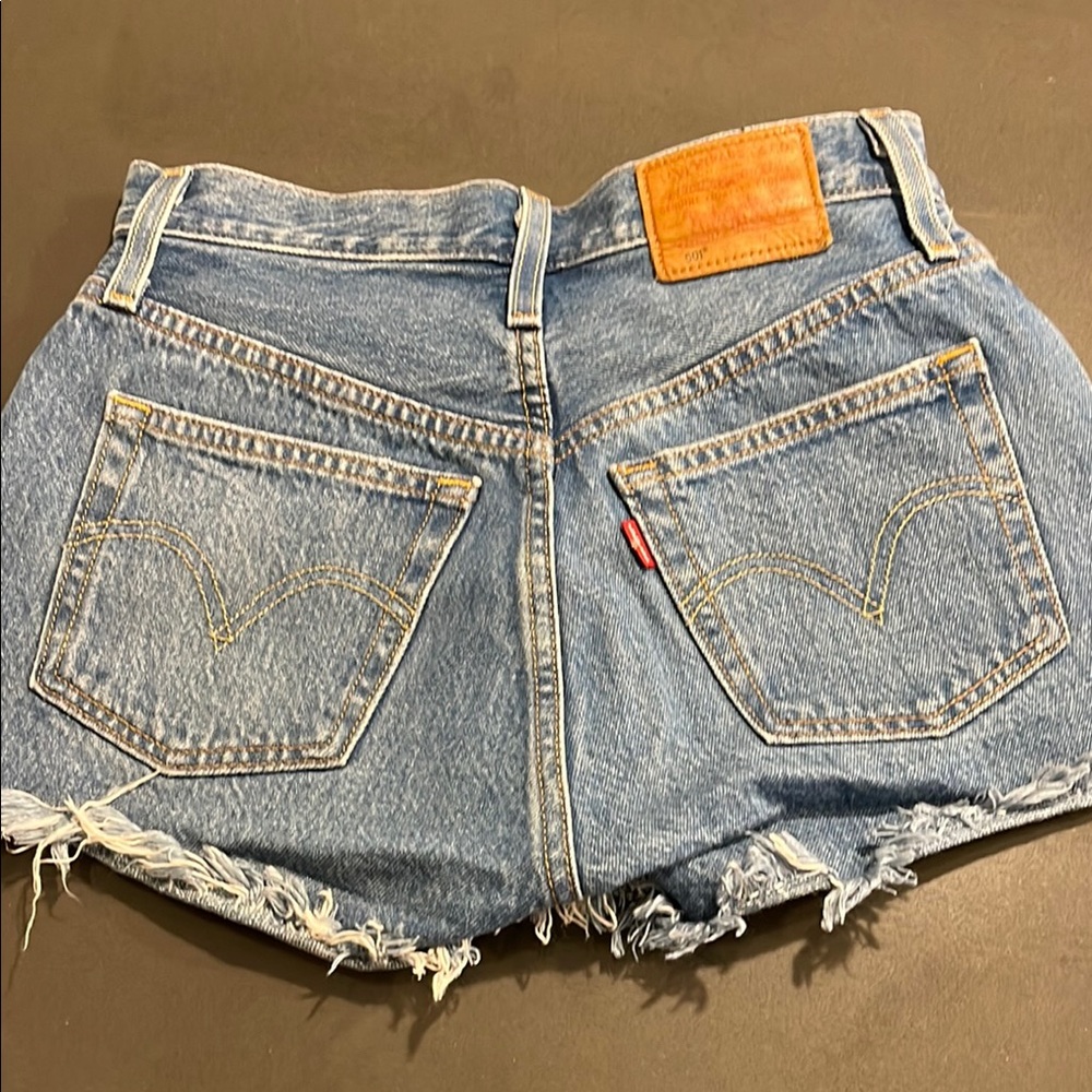 Levi's Blue High-Waisted Jean Shorts 501
